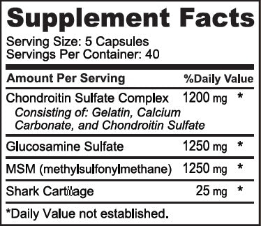 CHONDROITIN. MSM GLUCOSAMINE 200 CAPSULES